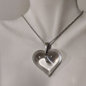 Stunning Clear Crystal Lalique Heart Necklace